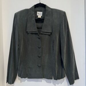 Vintage Maren Dark Green Blazer Size 12 Minimalist Soft Tailored Dark Academia